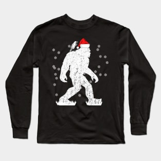 Bigfoot Santa Claus Bigfoot and raven Sasquatch Christmas Gift Long Sleeve T-Shirt